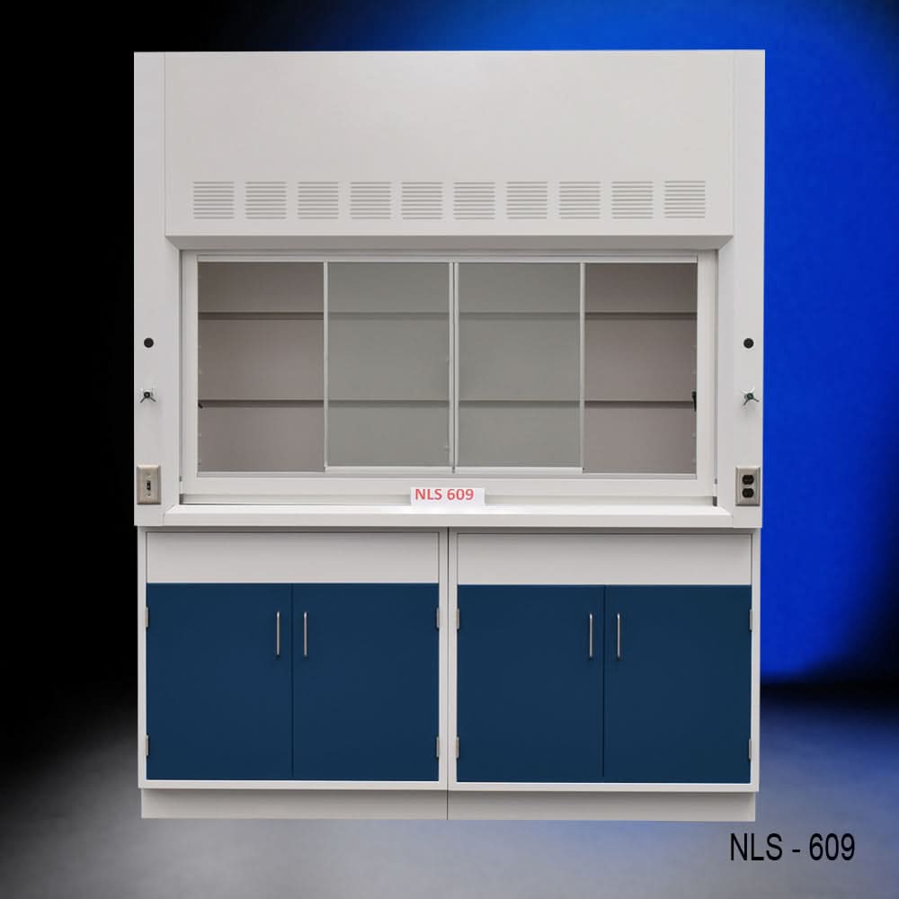 6′ Fisher American Fume Hood w/ Blue Storage Cabinets