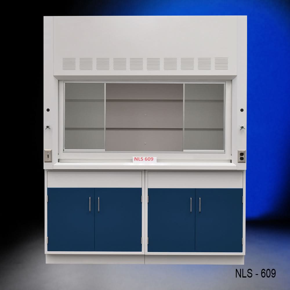 6′ Fisher American Fume Hood w/ Blue Storage Cabinets