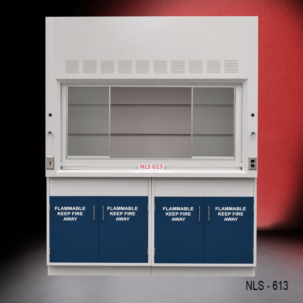 6′ Fisher American Fume Hood w/ Flammable storage Blue