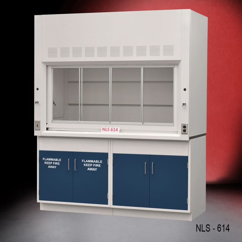 6′ Fisher American Fume Hood w/ Flammable & General Storage Blue