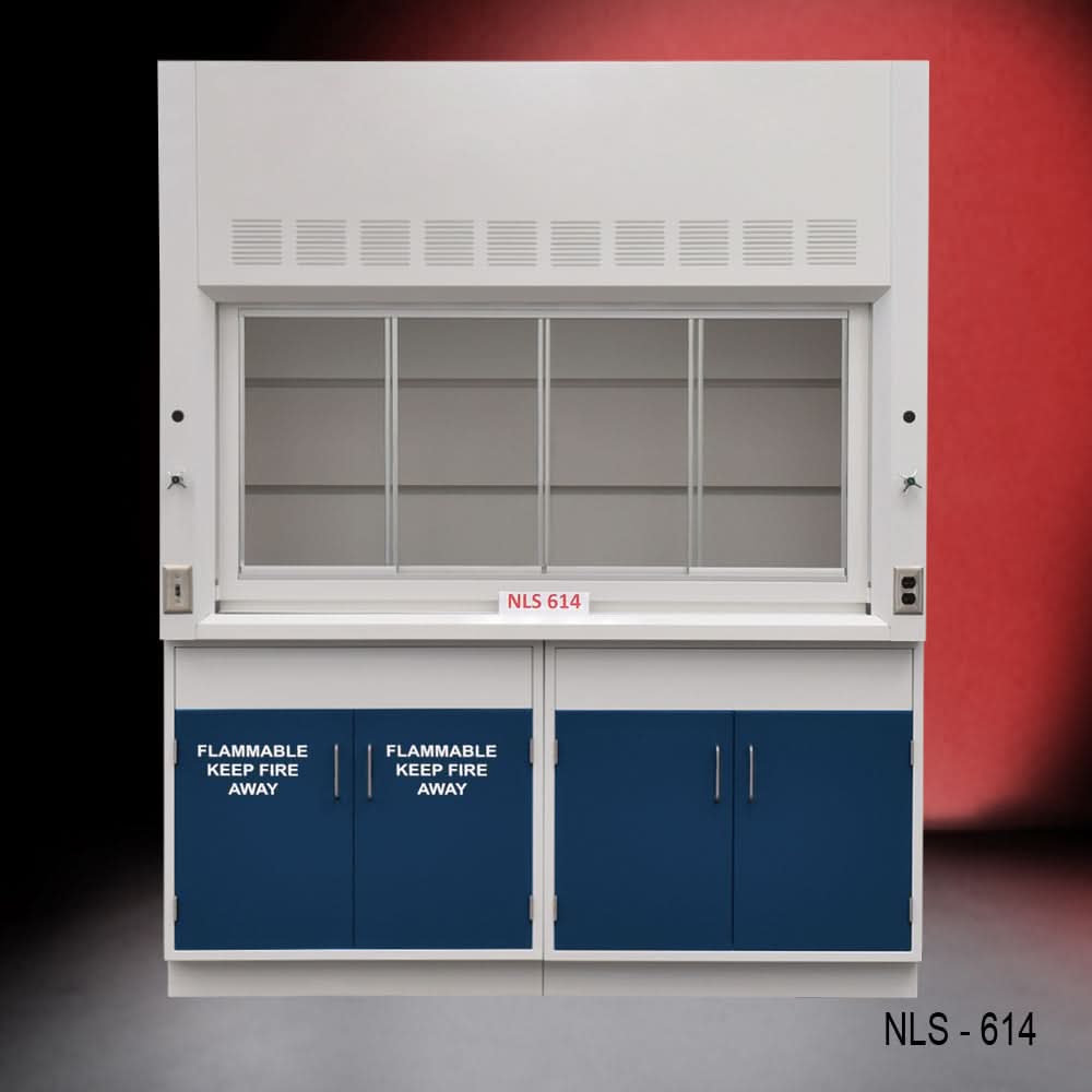 6′ Fisher American Fume Hood w/ Flammable & General Storage Blue