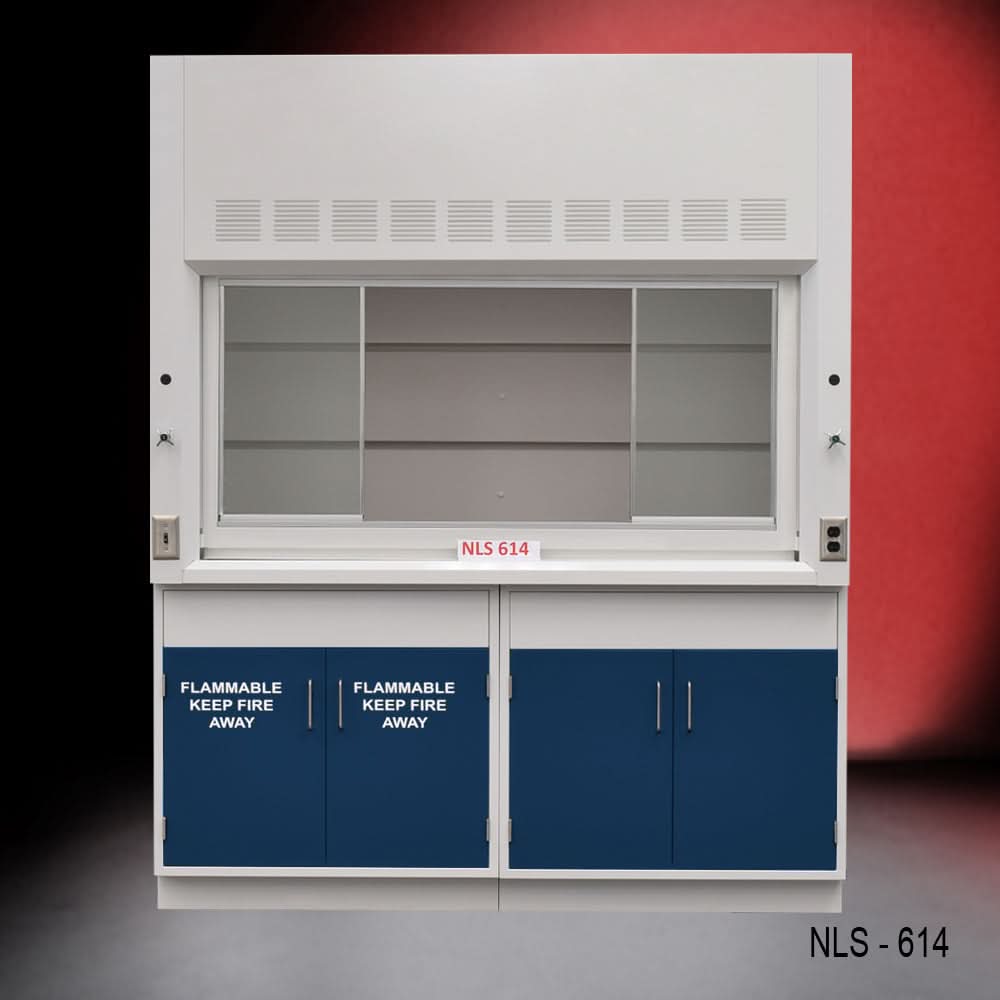 6′ Fisher American Fume Hood w/ Flammable & General Storage Blue