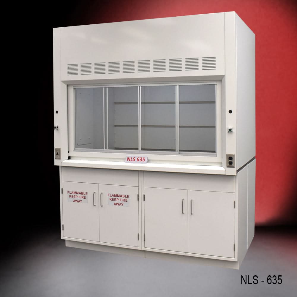 6′ x 4′ Fisher American Fume Hood w/ Flammable & General Cabinet