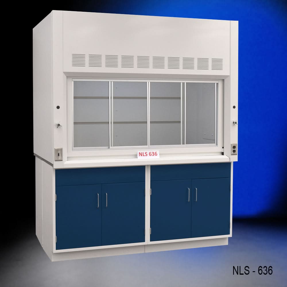 6′ x 4′ Fisher American Fume Hood w/ Blue General Storage