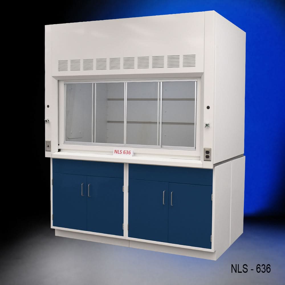 6′ x 4′ Fisher American Fume Hood w/ Blue General Storage