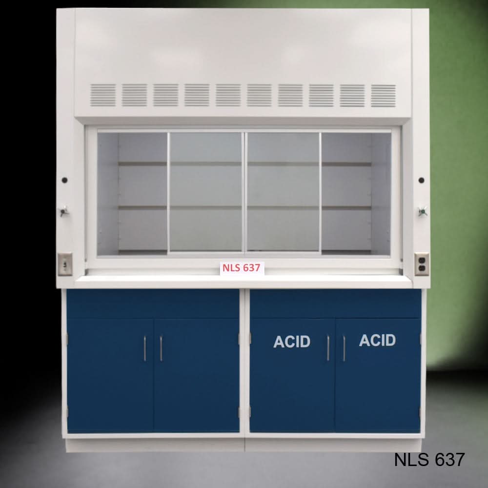 6′ x 4′ Fisher American Fume Hood w/ Blue ACID & General Storage