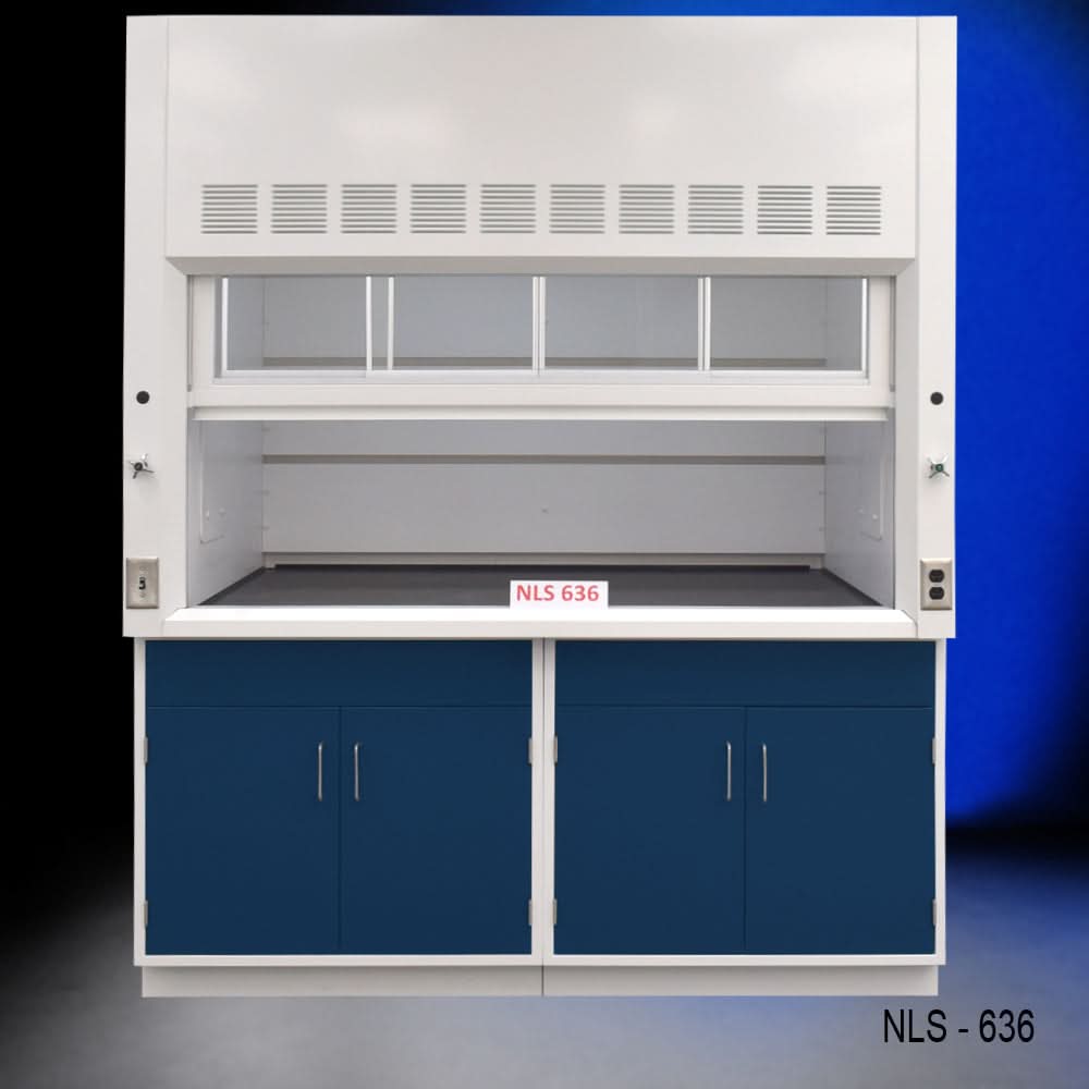 6′ x 4′ Fisher American Fume Hood w/ Blue General Storage