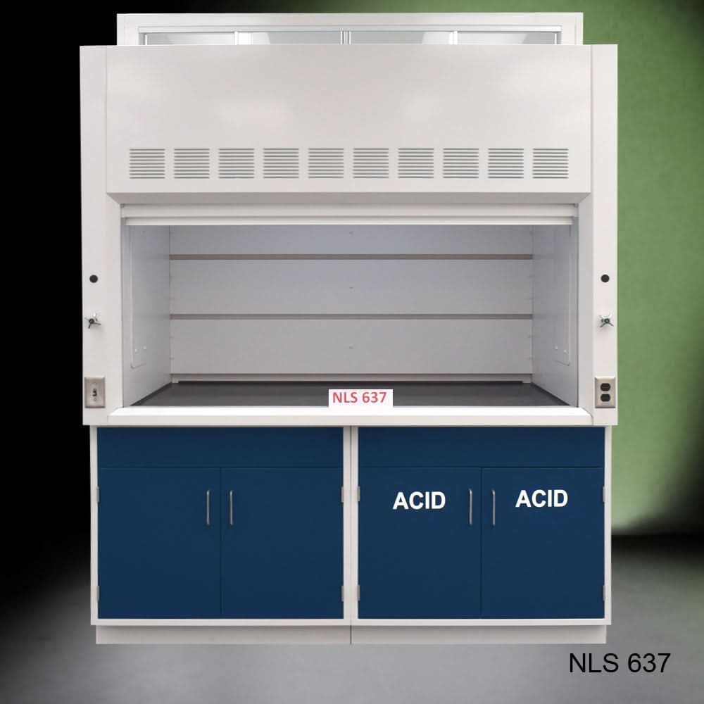 6′ x 4′ Fisher American Fume Hood w/ Blue ACID & General Storage