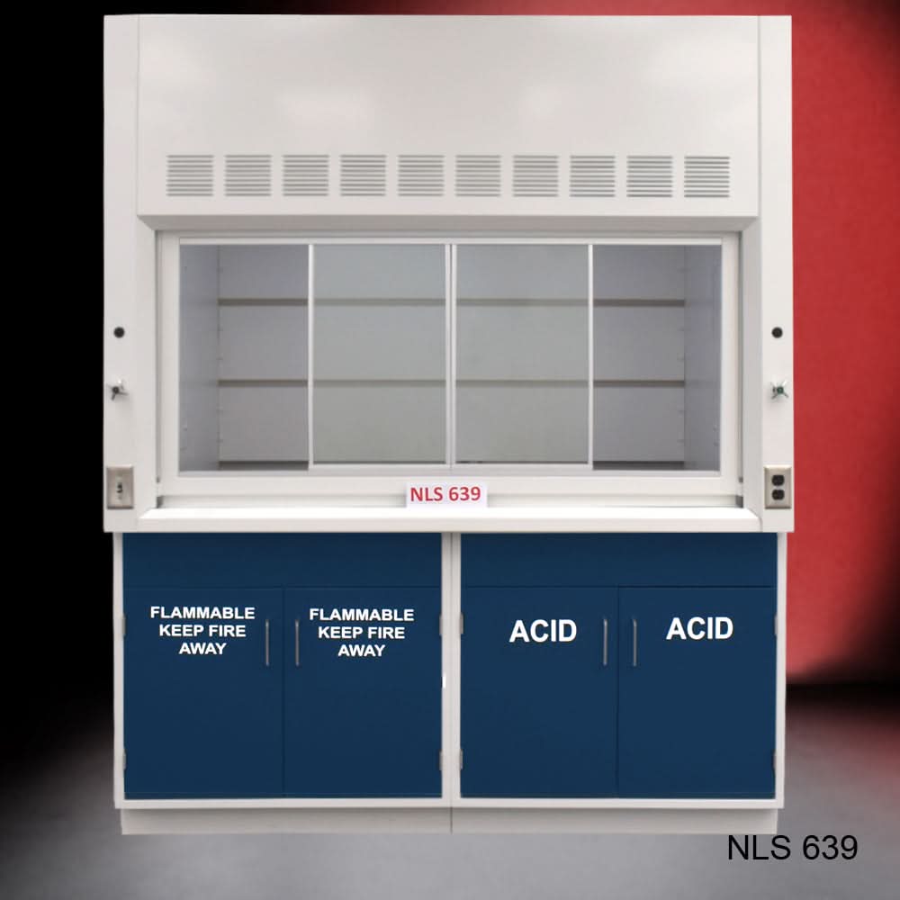 6′ x 4′ Fisher American Fume Hood w/ Blue Flammable & ACID Storage