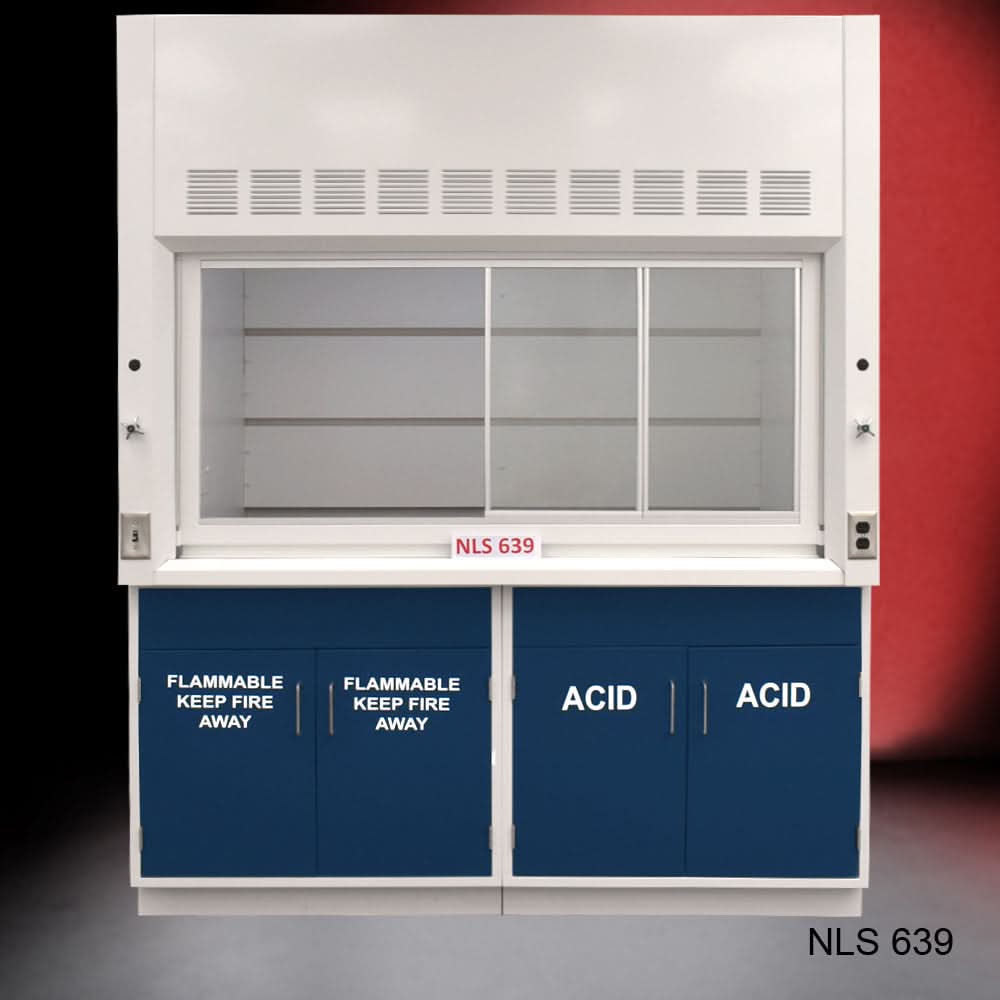 6′ x 4′ Fisher American Fume Hood w/ Blue Flammable & ACID Storage