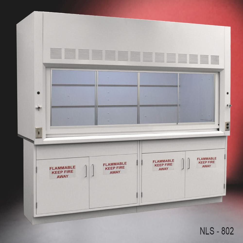 8′ Fisher American Fume Hood w/ Flammable Cabinets