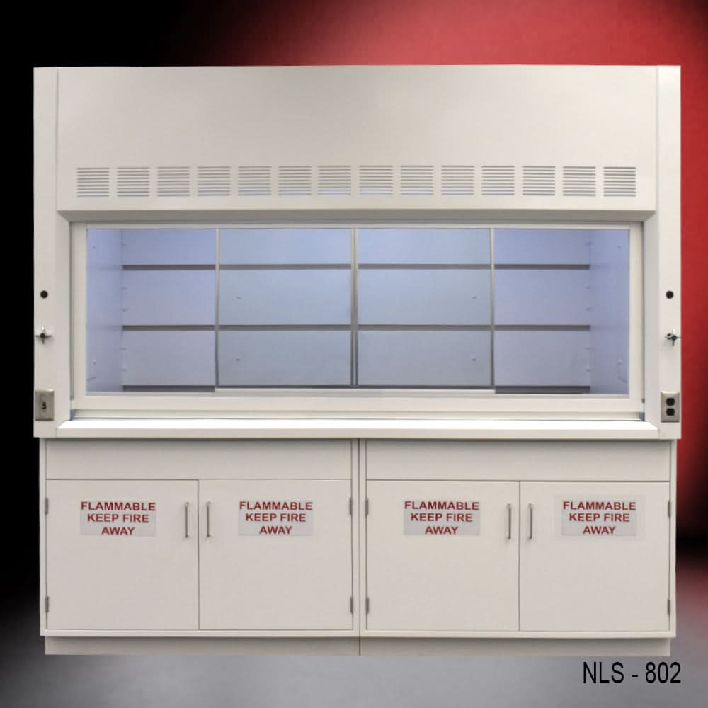 8′ Fisher American Fume Hood w/ Flammable Cabinets