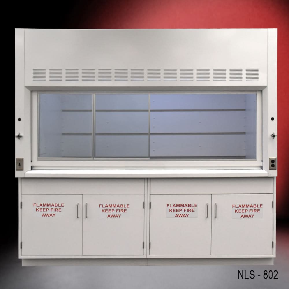 8′ Fisher American Fume Hood w/ Flammable Cabinets