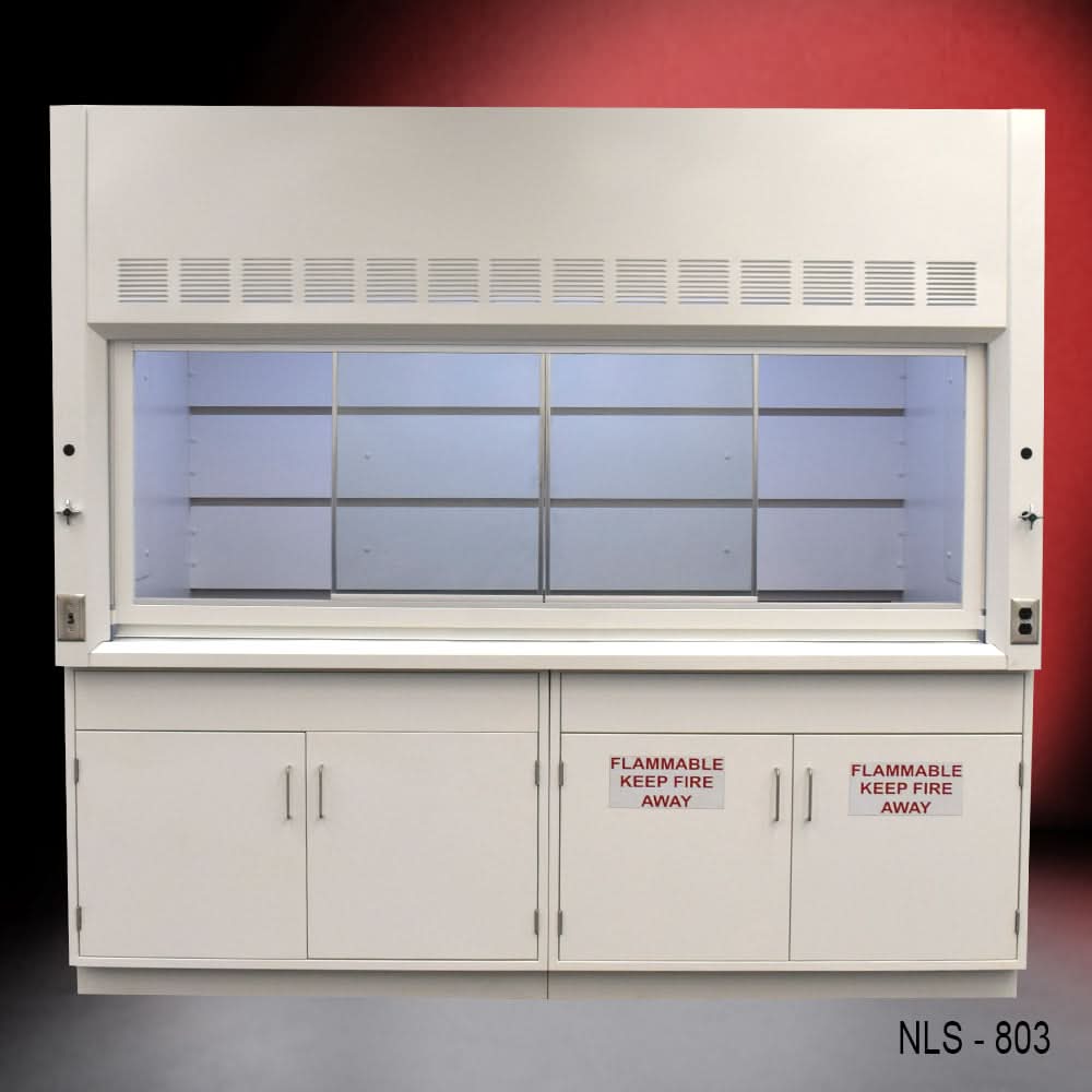 8′ Fisher American Fume Hood w/ Flammable & General Storage