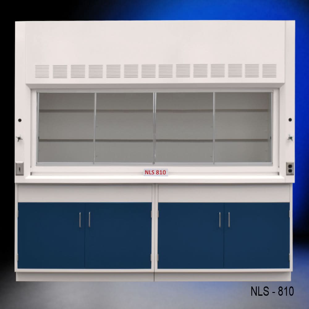 8′ Fisher American Fume Hood w/ Blue Cabinets