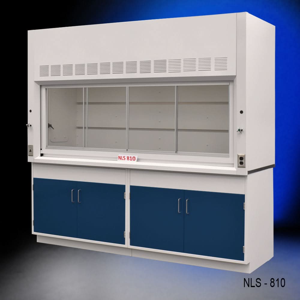 8′ Fisher American Fume Hood w/ Blue Cabinets