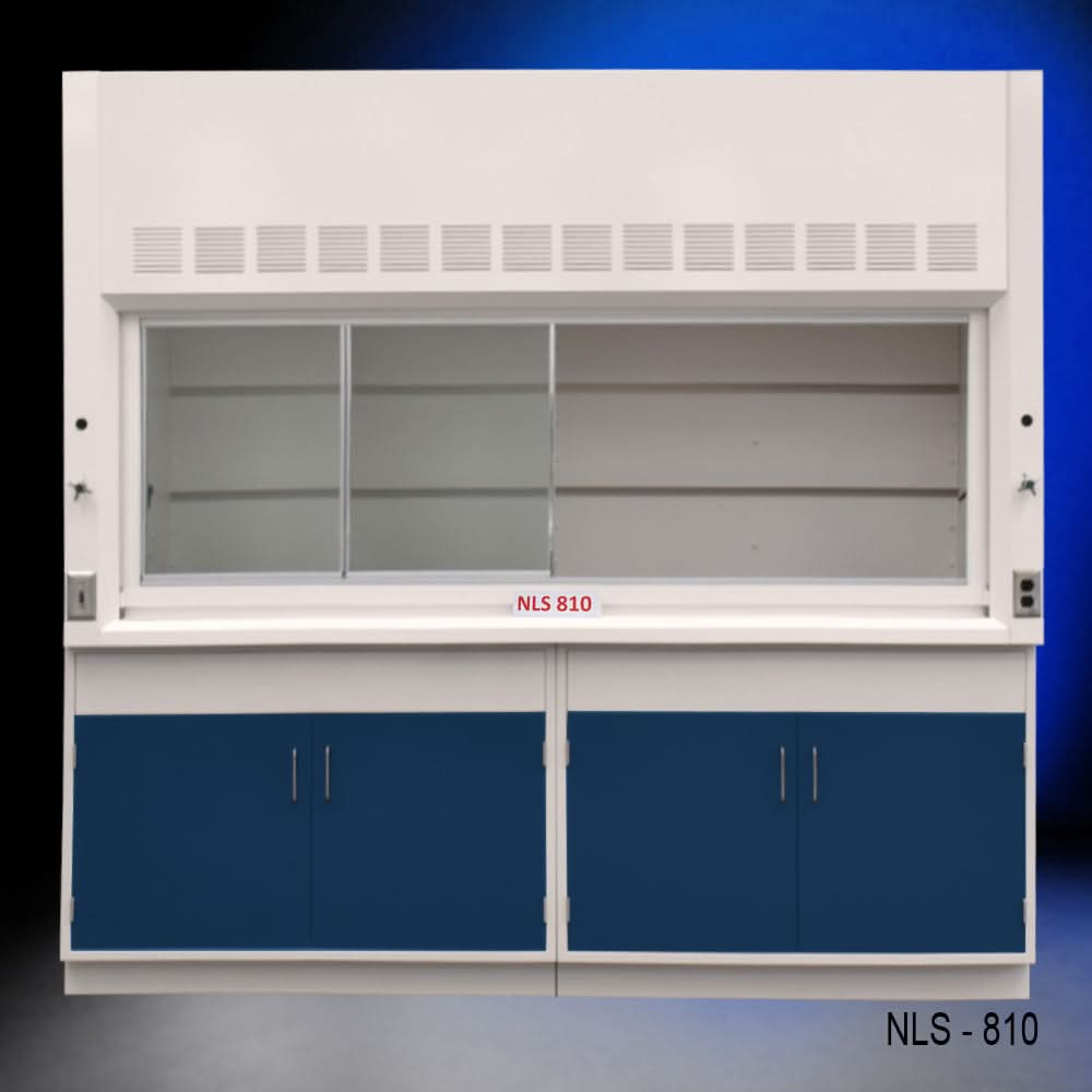 8′ Fisher American Fume Hood w/ Blue Cabinets