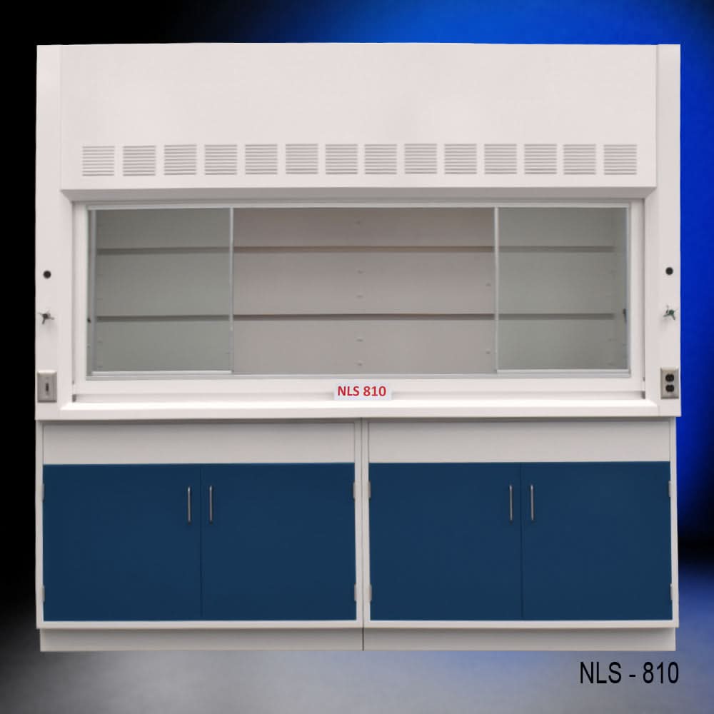 8′ Fisher American Fume Hood w/ Blue Cabinets