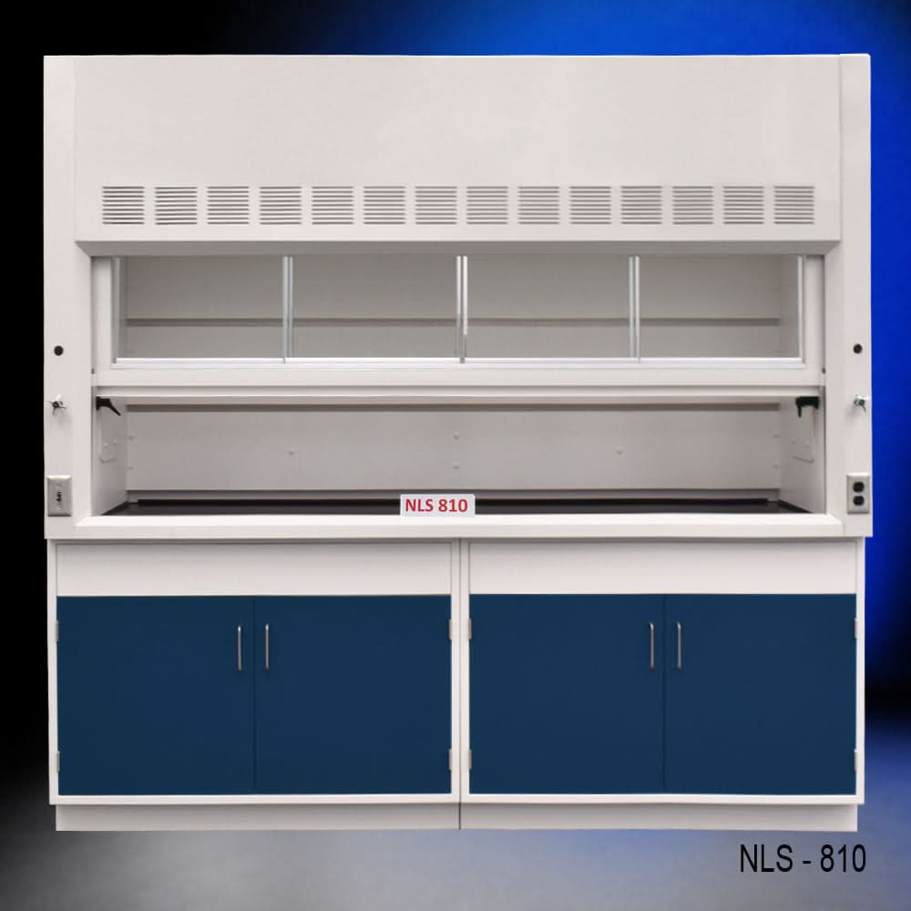 8′ Fisher American Fume Hood w/ Blue Cabinets