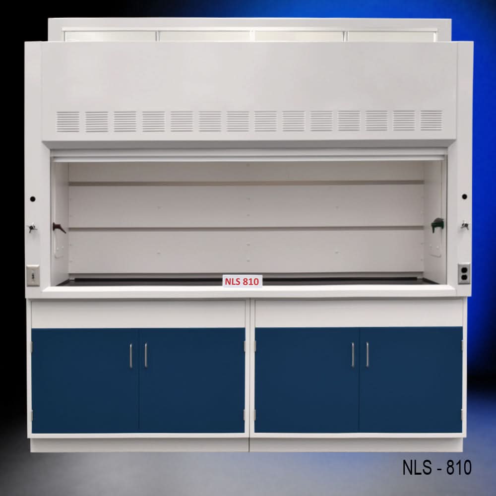 8′ Fisher American Fume Hood w/ Blue Cabinets