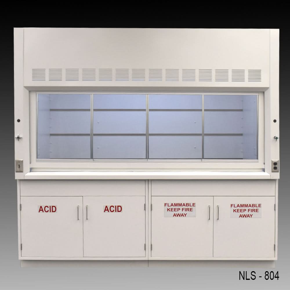 8′ Fisher American Fume Hood w/ Acid & Flammable Cabinets