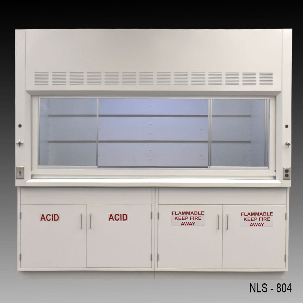 8′ Fisher American Fume Hood w/ Acid & Flammable Cabinets