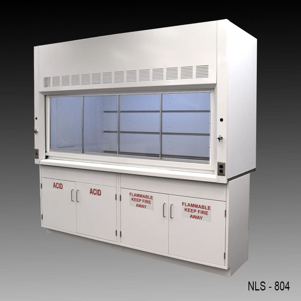 8′ Fisher American Fume Hood w/ Acid & Flammable Cabinets