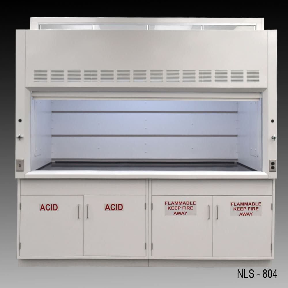 8′ Fisher American Fume Hood w/ Acid & Flammable Cabinets