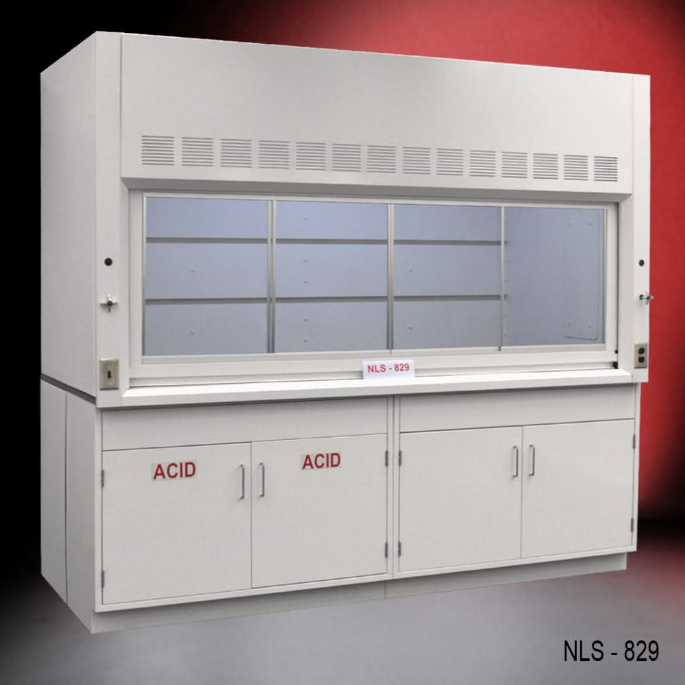 8′ x 4′ Fisher American Fume Hood w/ Acid & General Cabinets
