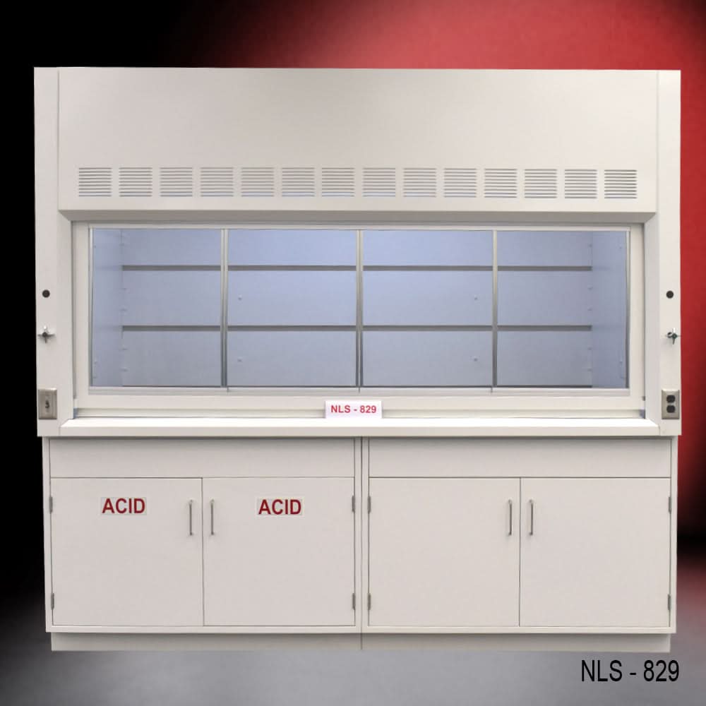 8′ x 4′ Fisher American Fume Hood w/ Acid & General Cabinets