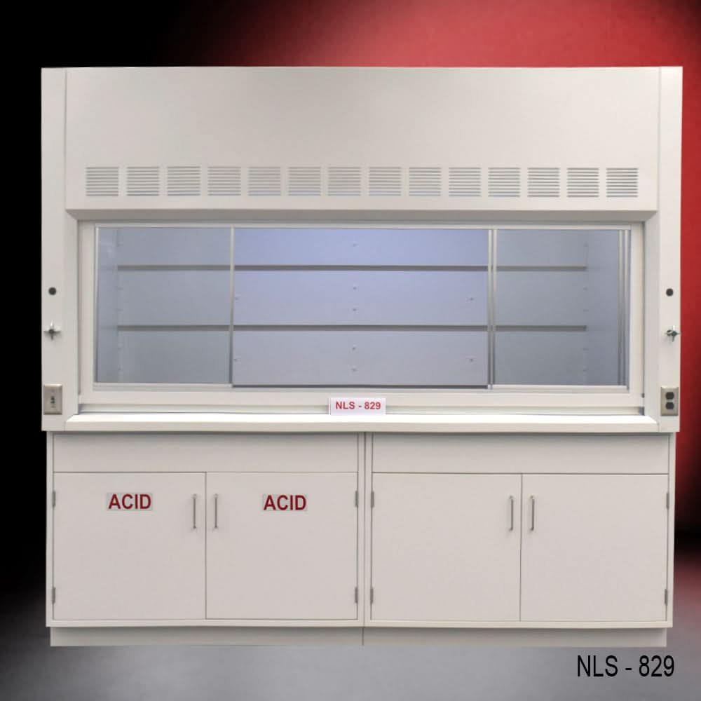 8′ x 4′ Fisher American Fume Hood w/ Acid & General Cabinets