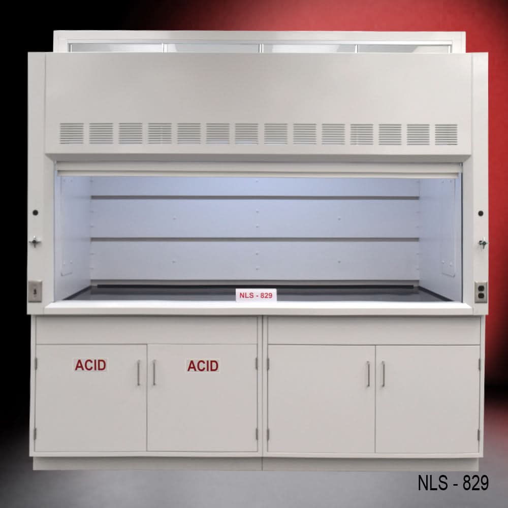 8′ x 4′ Fisher American Fume Hood w/ Acid & General Cabinets