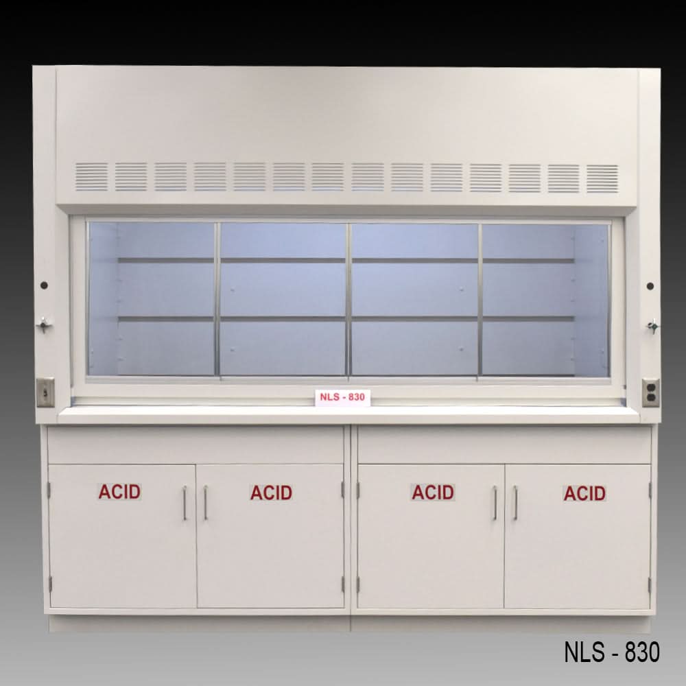 8′ x 4′ Fisher American Fume Hood w Acid Cabinets