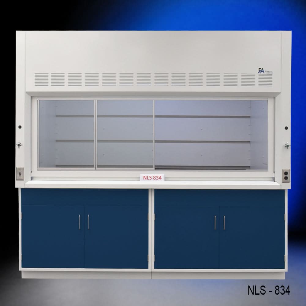 8′ x 4′ Fisher American Fume Hood w/ Blue Cabinets
