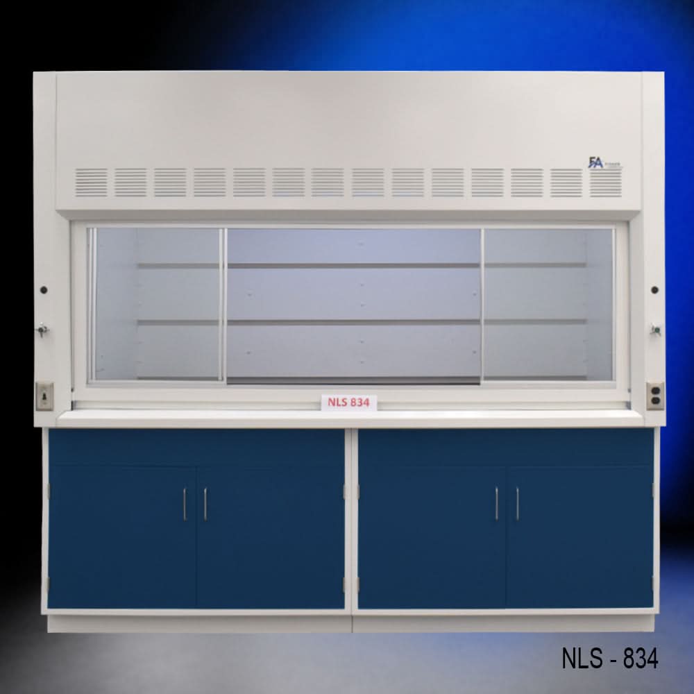 8′ x 4′ Fisher American Fume Hood w/ Blue Cabinets
