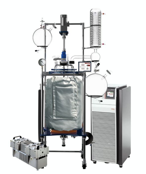Ai R Series 100L Single Jacketed Glass Reactor package w/ Chiller & Pump