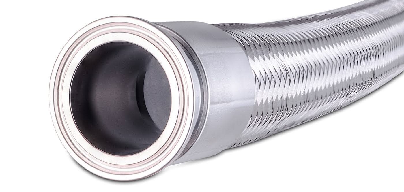 2" Tri-Clamp Stainless Steel Braided Hose with Convoluted PTFE Liner