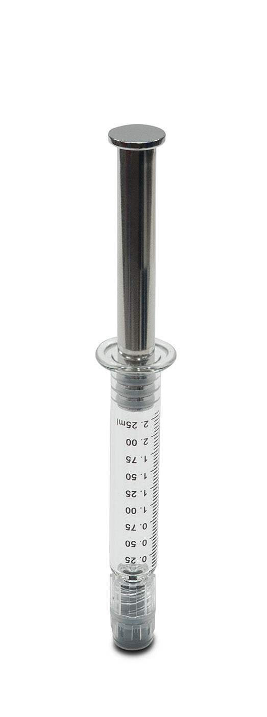 Glass Syringe-Luer Lock Metal Plunger And Borosilicate Glass