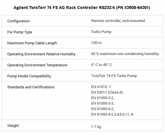 Agilent TwisTorr 74 FS Turbo Pump Package