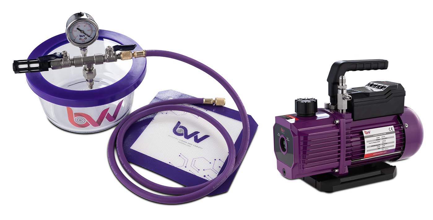 Chamber and Pump Kits 4CFM Two Stage Pump BVV 1.75 Pyrex Vacuum Chamber and Vacuum Pump Kit
