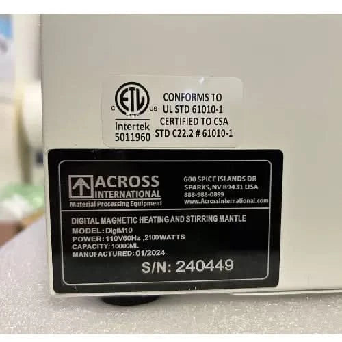 Ai DigiM 10L 300°C 1200 RPM Digital Heating & Stirring Mantle 110V Refurb UL