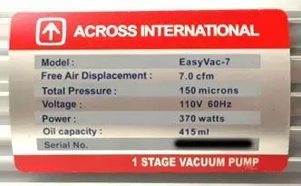 Ai EasyVac 7 cfm Vacuum Pump with Oil Mist Filter ETL/CE