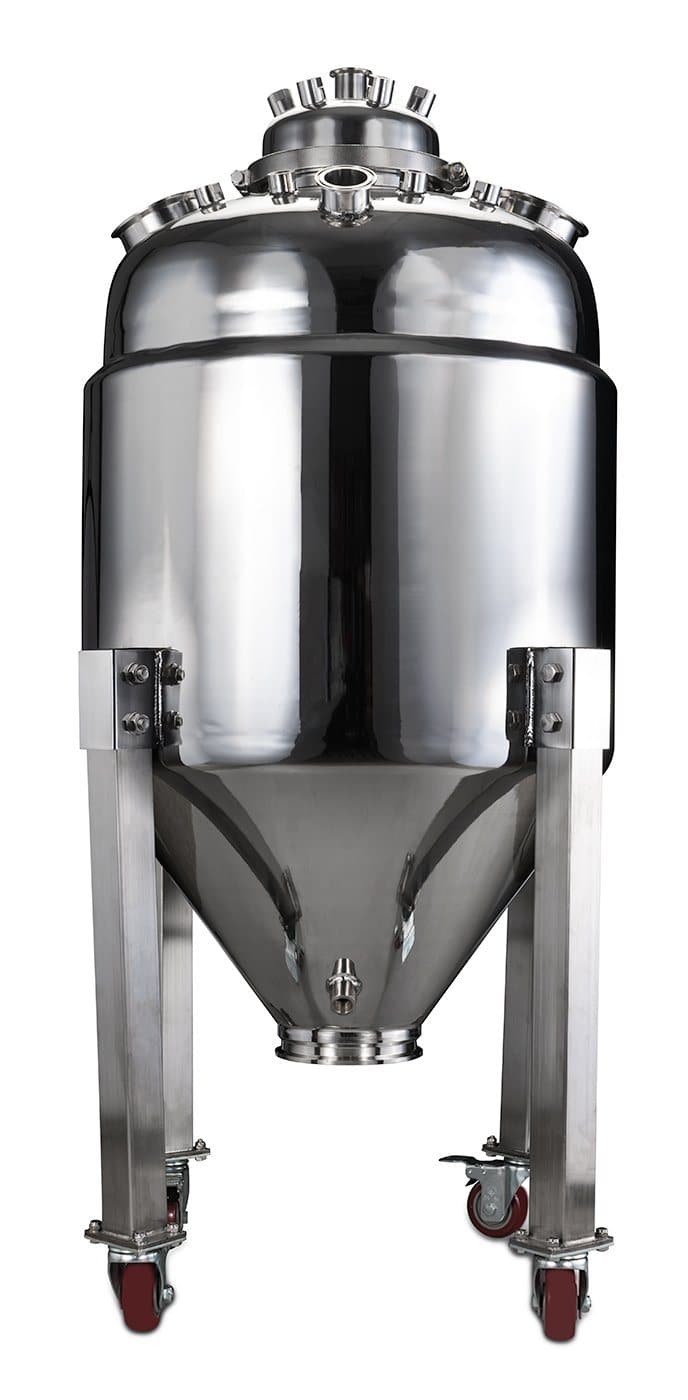 Fully Jacketed Parts BVV 150 Liter Collection Vessel with Internal Coil, Coned Bottom, and Baffle in Jacket
