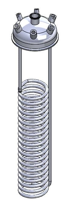 Fully Jacketed Parts BVV 150 Liter Collection Vessel with Internal Coil, Coned Bottom, and Baffle in Jacket