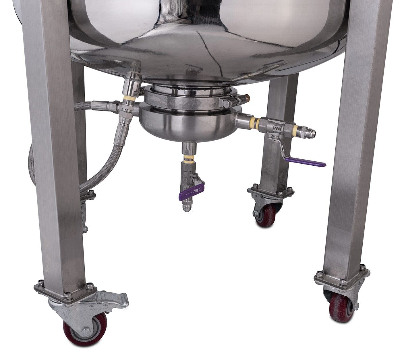 Fully Jacketed Parts BVV Pre-Built 150L 304SS Jacketed Collection and Storage Vessel with 12" Tri-Clamp Port and Locking Casters