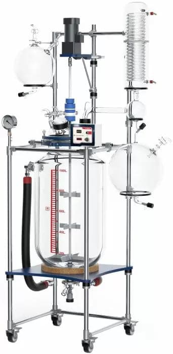 Across International Ai R Series 100L Single Jacketed Glass Reactor package w/ Chiller & Pump