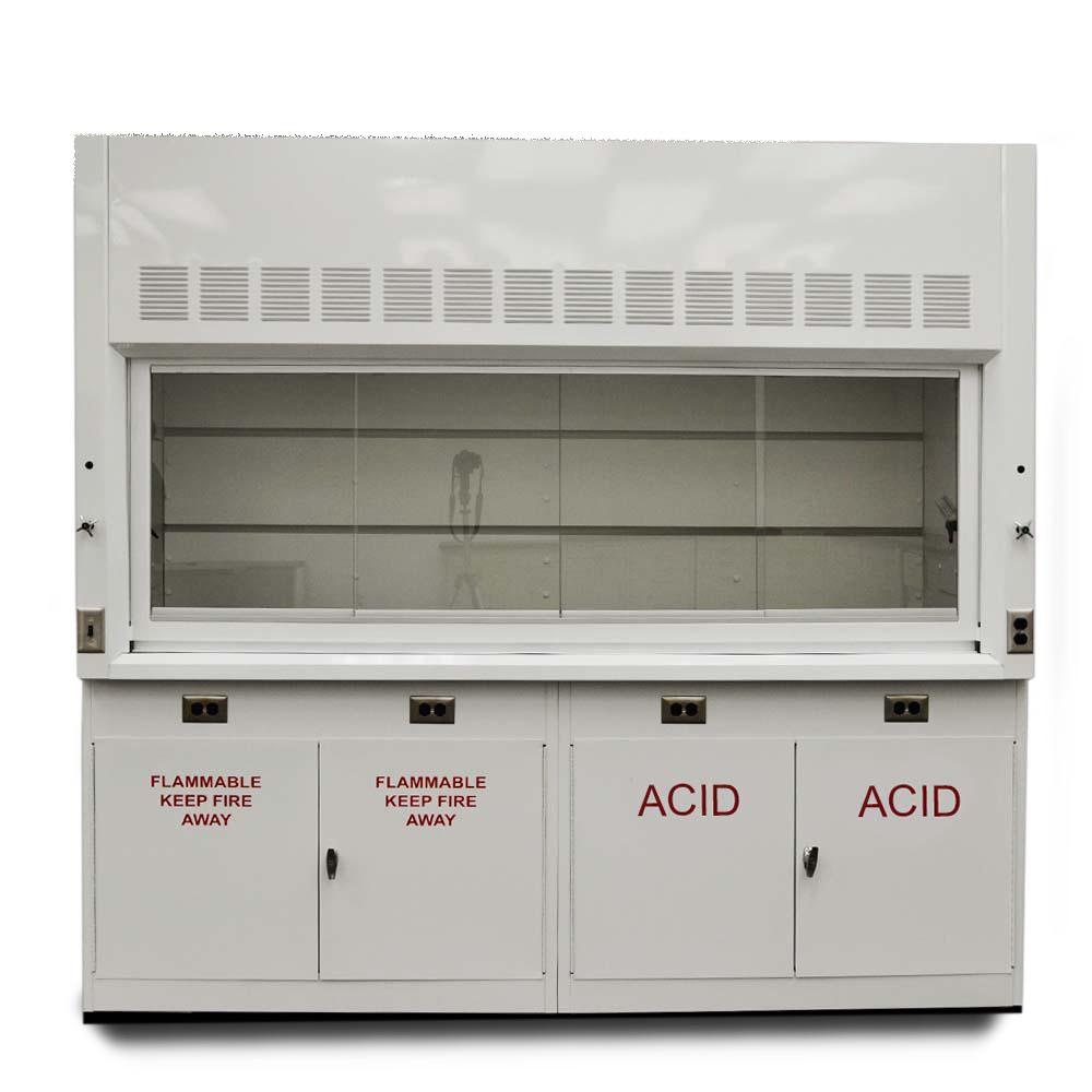 Fisher American 8′  Fume Hood w/ Acid Storage Cabinets