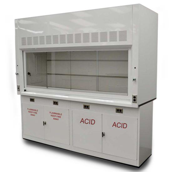 Fisher American 8′  Fume Hood w/ Acid Storage Cabinets