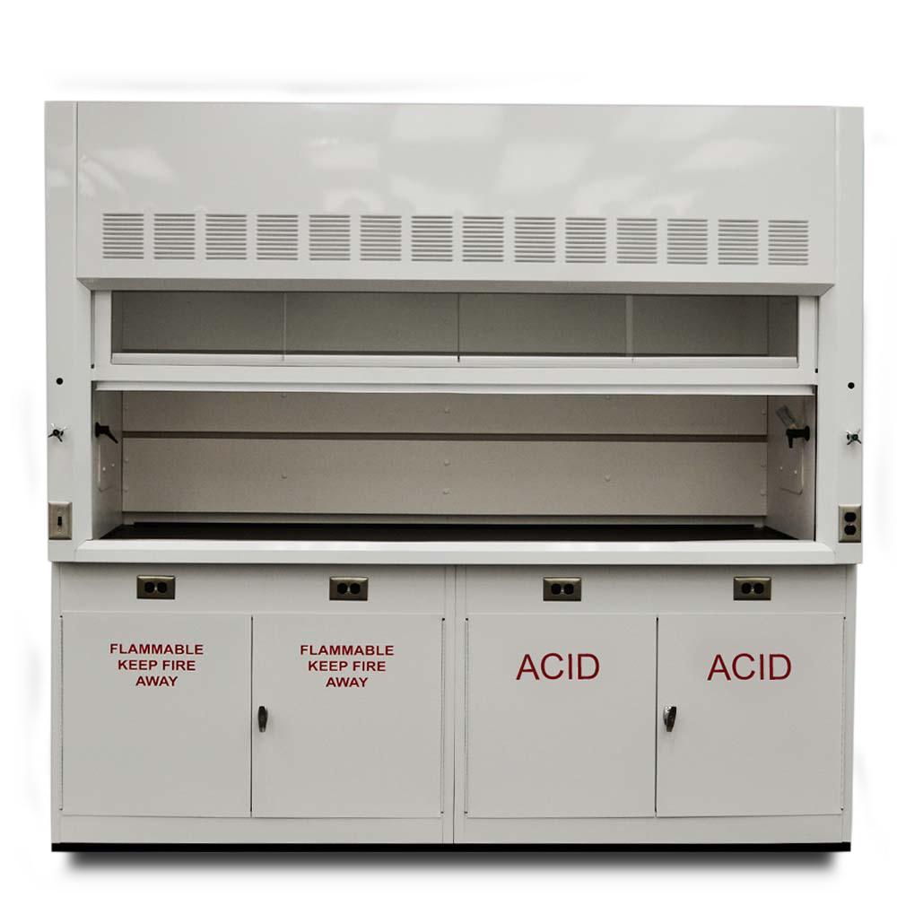 Fisher American 8′  Fume Hood w/ Acid Storage Cabinets