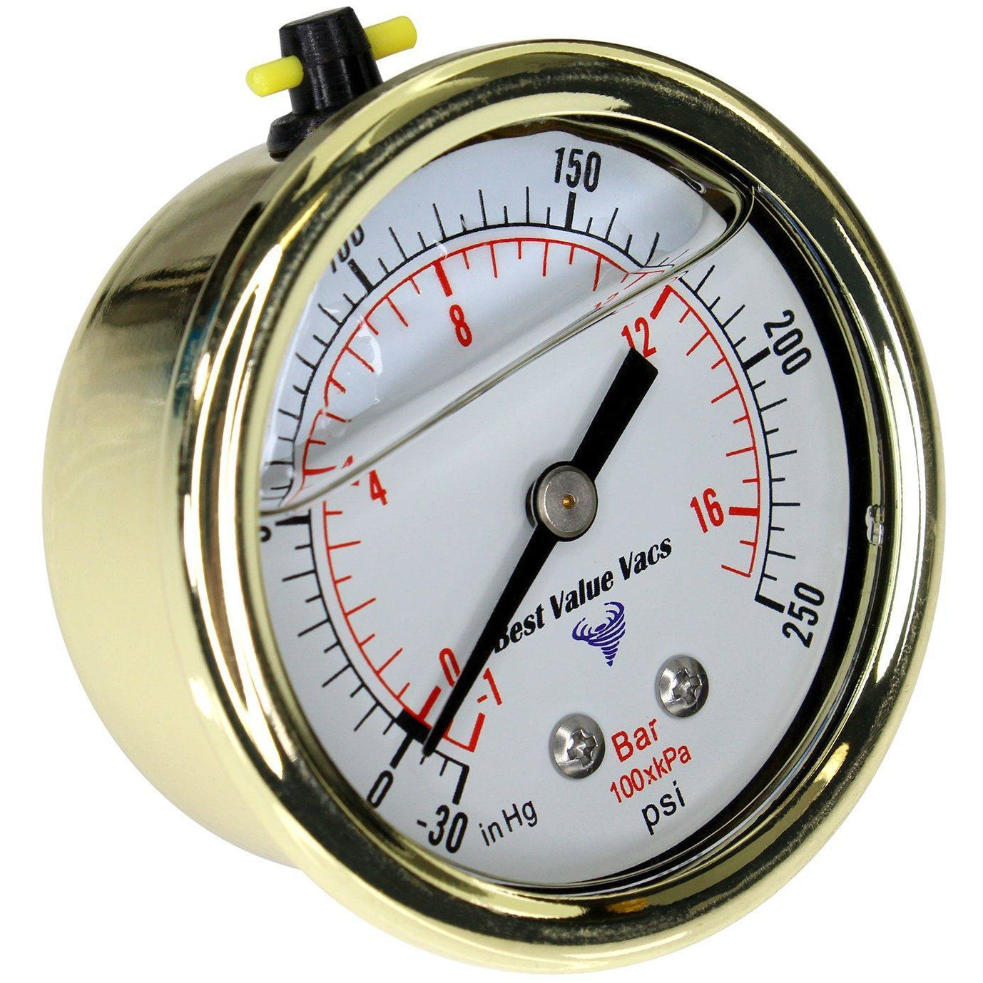 Gold Glycerin Filled Compound Gauge - Back Mount